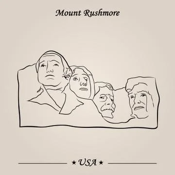 The Mount Rushmore Monument. Vector, World Attractions Illustrazione stock