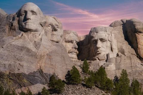 Mount Rushmore: A Monumental Sunset Stock Photos