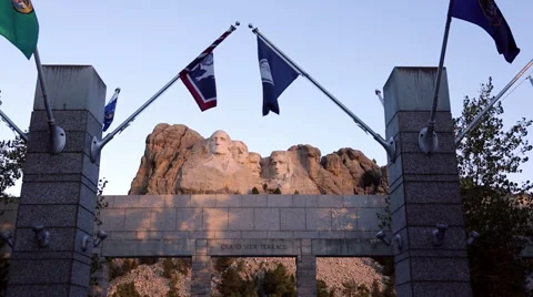 Mount Rushmore National Memorial with Flags Stock-Footage 57159953