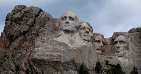 Mount Rushmore National Memorial, SD, USA - Timelapse zoom in Stock Footage