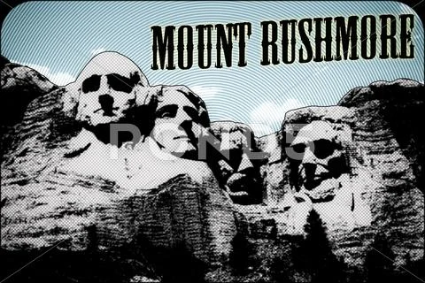 Mount Rushmore Postcard 1 Stock Illustration