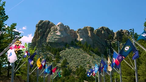 Mount Rushmore Summer State Flags Walkwa... | Stock Video | Pond5