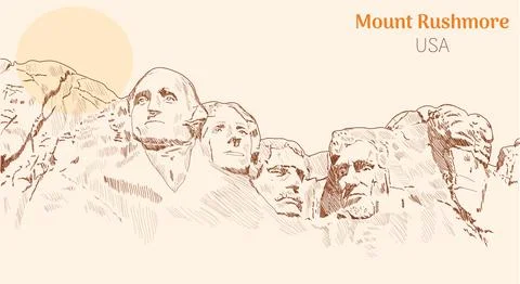 Mount Rushmore usa hand drawing vector illustration Stock-Illustration