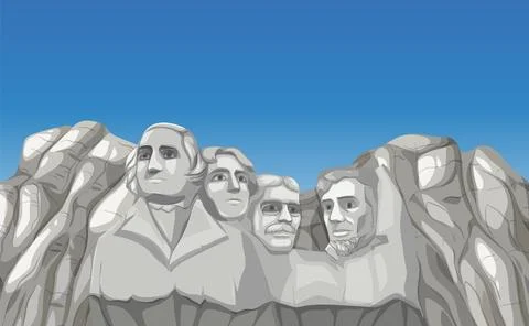 Mount Rushmore Vector Illustration with Blue Sky Illustrazione stock