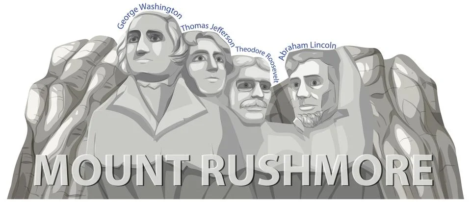 Mount Rushmore Vector Illustration with Bold Typography Illustrazione stock