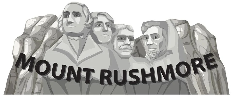 Mount Rushmore Vector Illustration with Bold Typography Illustrazione stock