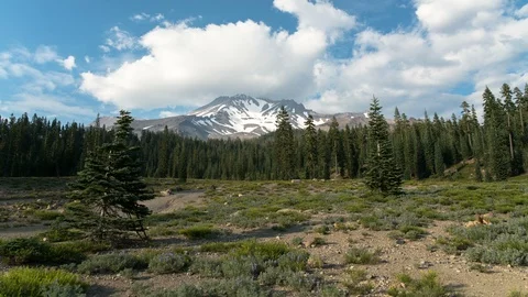 Mount Shasta from Bunny Flat Time Lapse Stock Footage 89046474