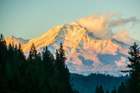 Mount Shasta Sunset Stock Photos