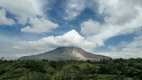 Mount Sinabung Volcano Eruption Sumatra Indonesia Pyroclastic Flow Time Lapse Stock Footage 105870185