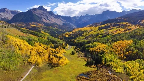 Mount Sneffels Fall Colors 03 | Aspen Trees | Wilderness Area | 4K Drone Footage Stock Footage 293245121