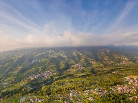 Mount Sumbing covered in clouds located in Magelang, Central Java Indonesia Stock Photos
