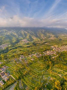 Mount Sumbing covered in clouds located in Magelang, Central Java Indonesia Foto stock