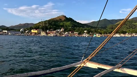 Mount Tapyas Mountain Summit View from the Ocean Stock Footage 233648443