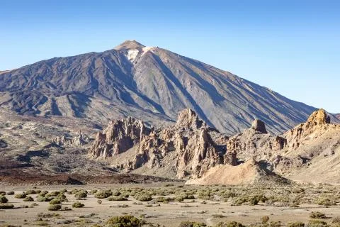 Mount Teide and Roques de Garcia, Teide National Park Tenerife Stock Photos