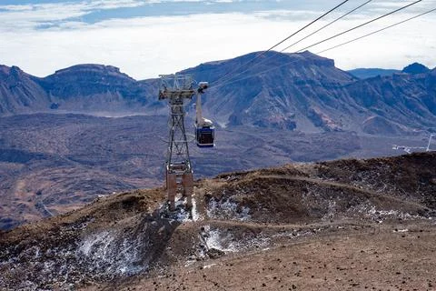 Mount Teide cable car going up to volcano Stock Photos