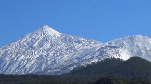 Mount Teide, volcano covered with white snow, Tenerife, Canary Islands Stock Footage 329317269