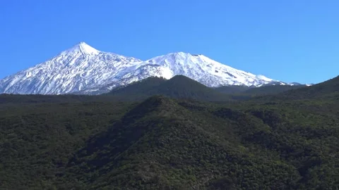 Mount Teide, volcano covered with white snow, Tenerife, Canary Islands Stock Footage 329317463