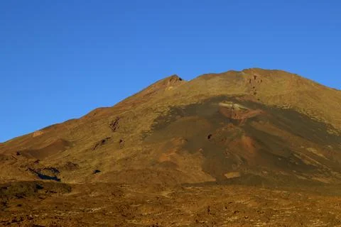 Mount Teide volcano summit under clear blue sky, Tenerife Stock Photos