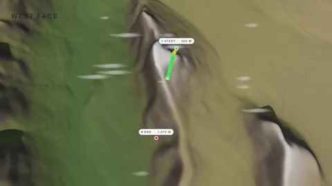 Mount thor west face 3d terrain route map seamless loop Stock Footage 341939534