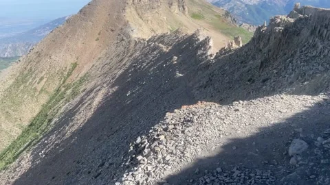 Mount Timpanogas descending from summit Stock Footage 221581217