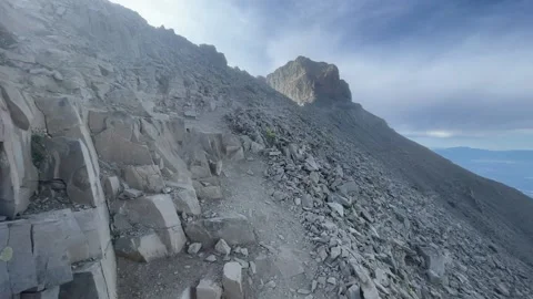 Mount Timpanogas, rocky trail toward summit Stock Footage 221581007