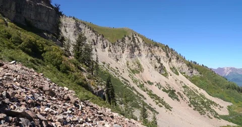 Mount Timpanogos hiking view toward the top pan from left to right Stock Footage 120088166