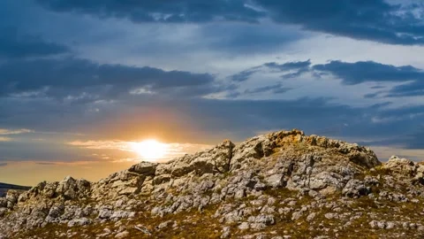 Mount top on a dramatic sunset background Stock Footage 328712258