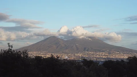 Mount Vesuvius at the sunset in Naples Stock Footage 109407969