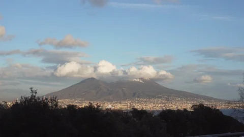 Mount Vesuvius at the sunset - Tilt Stock Footage 109407624