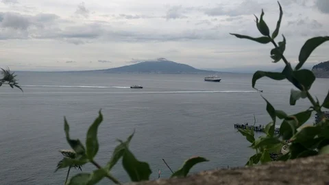 Mount Vesuvius Volcano wide view from Sorrento Stock Footage 107472724