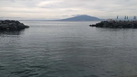 Mount Vesuvius Volcano wide view from Sorrento Stock Footage 107492797