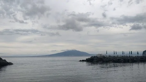 Mount Vesuvius Volcano wide view from Sorrento Stock Footage 107492954