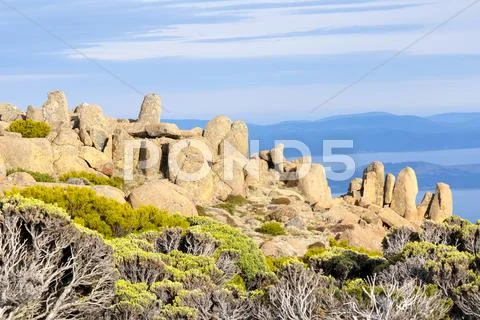 Mount wellington in hobart a major tourist attraction for its unique landscap Stock Photos