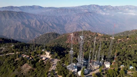 Mount Wilson Communications Tower Farm, 4K Flyover Stock Footage 153052196