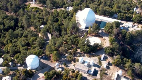 Mount Wilson Observatory Telescope Domes Overhead, 4K Stock Footage 153052143