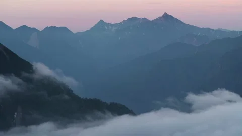 Mount Yari and Mount Hotaka seen from Harinoki Pass Stock Footage 321189411