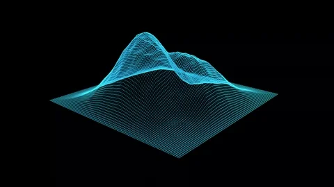 Mountain 3D Wireframe Rotating With Alpha Landscape Background Loop Lines Stock Footage 119967803