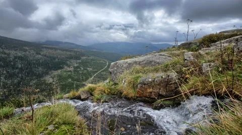 Mountain 4K timelapse with waterfall Stock Footage 67896851