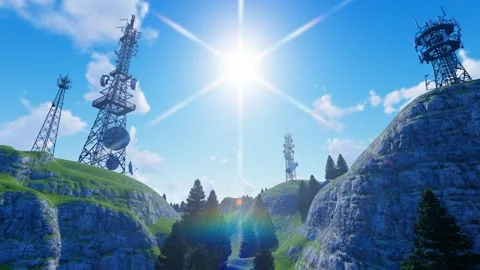 Mountain 5G mobile network communication base station Stock Footage 288286879