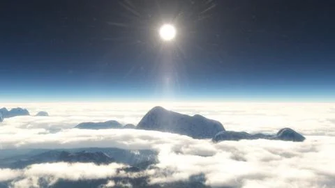 Mountain above clouds Stock Illustration