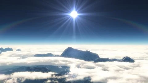 Mountain above clouds Stock Illustration