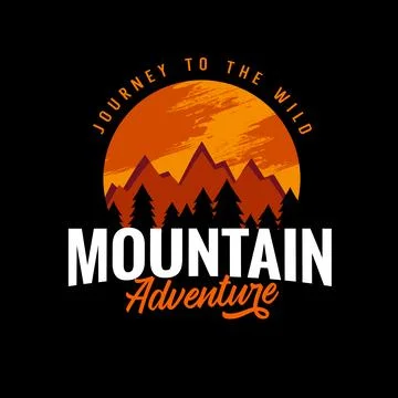 Mountain adventure, creative logo with mountains and sun イラスト素材