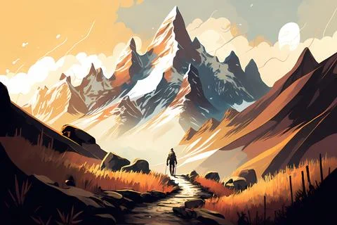 Mountain Adventure Stock Illustration