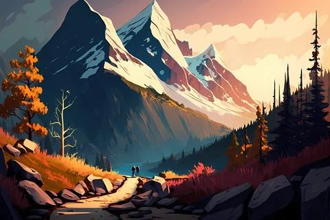 Mountain Adventure Stock Illustration