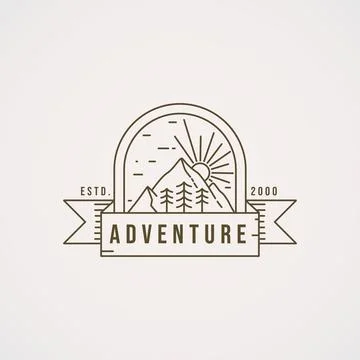 Mountain adventure logo with frames Stock Illustration