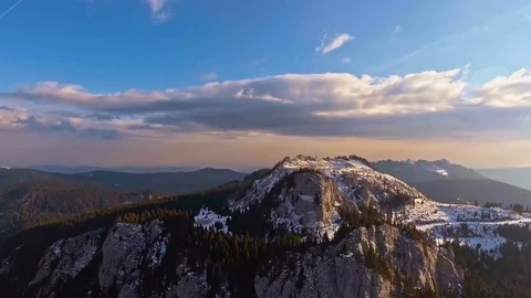 Mountain aerial shot at sunset Stock Footage 74169389