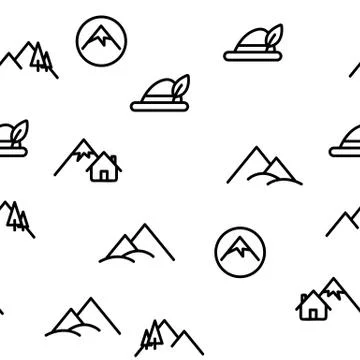 Mountain Alps Seamless Pattern Vector Stock Illustration