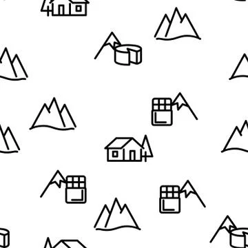Mountain Alps Seamless Pattern Vector Stock Illustration
