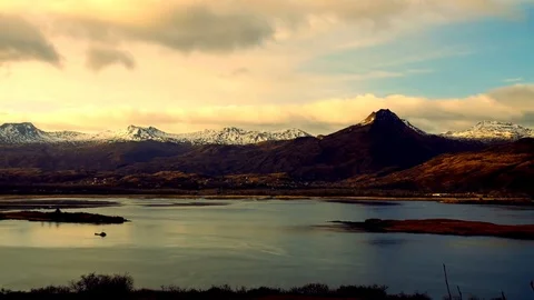 Mountain and Bay Timelapse Stock Footage