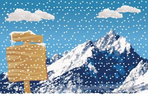 Mountain and board Stock Illustration